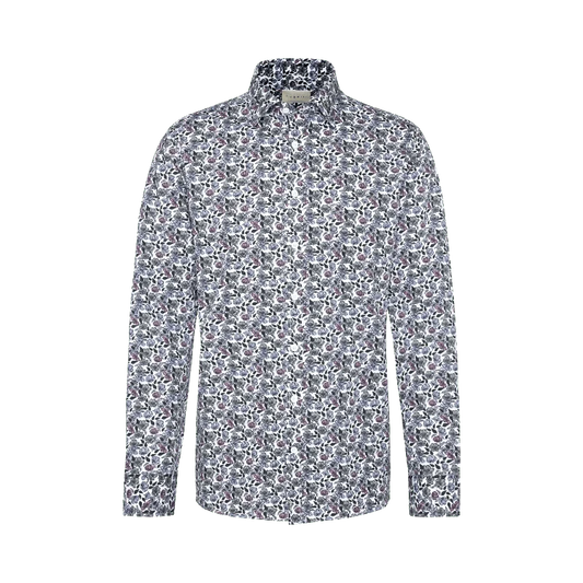 Bugatti Long-sleeved shirt In a floral design in bottle green