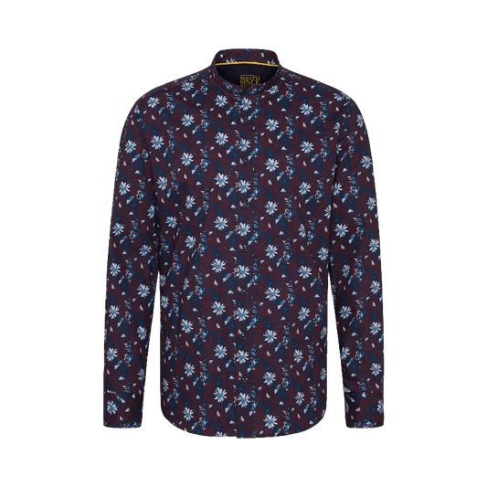 Bugatti Long-sleeved shirt with floral print in red