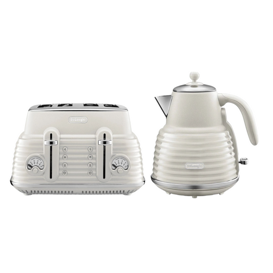 DeLonghi Scultura Scolpito Kettle & Toaster Breakfast Pack - White