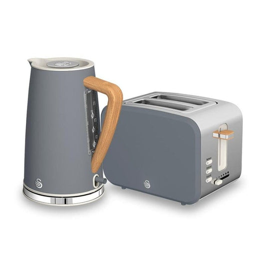 Swan Nordic Polished Stainless Steel Cordless Kettle & 2 Slice Toaster SNR2P
